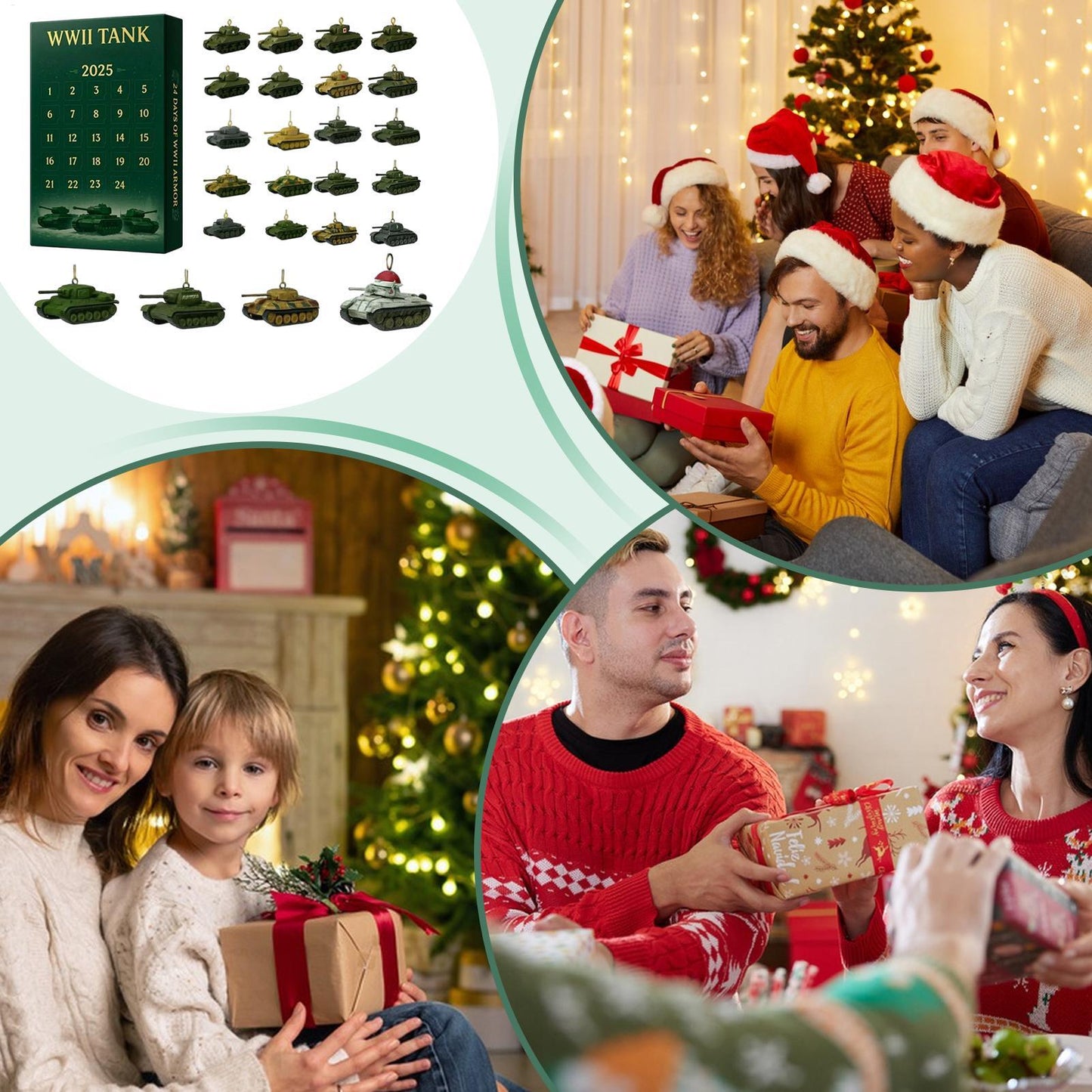 Advent Christmas Calendars 24-Day 2D Acrylic Iconic Tank Ornament Calendar