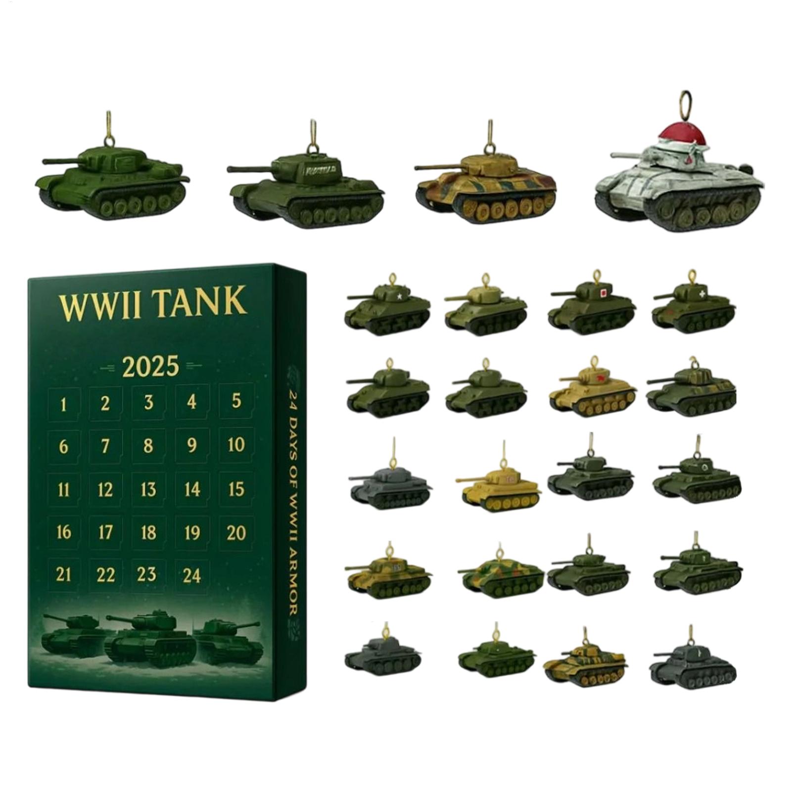 Advent Christmas Calendars 24-Day 2D Acrylic Iconic Tank Ornament Calendar