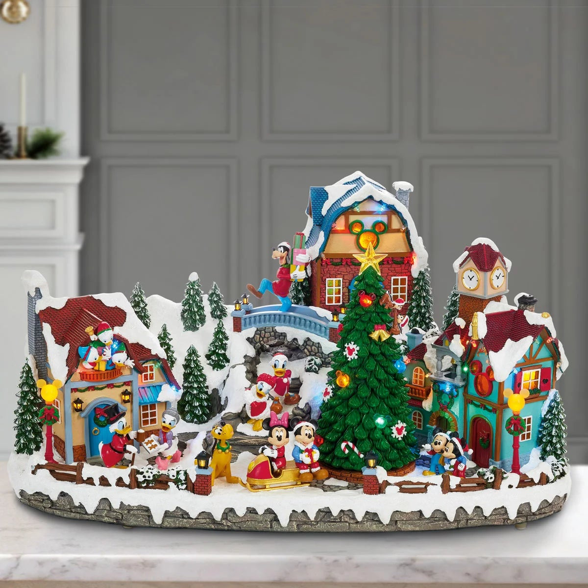 Disney Animated Christmas Holiday Decor Village With Music Lights & Timer