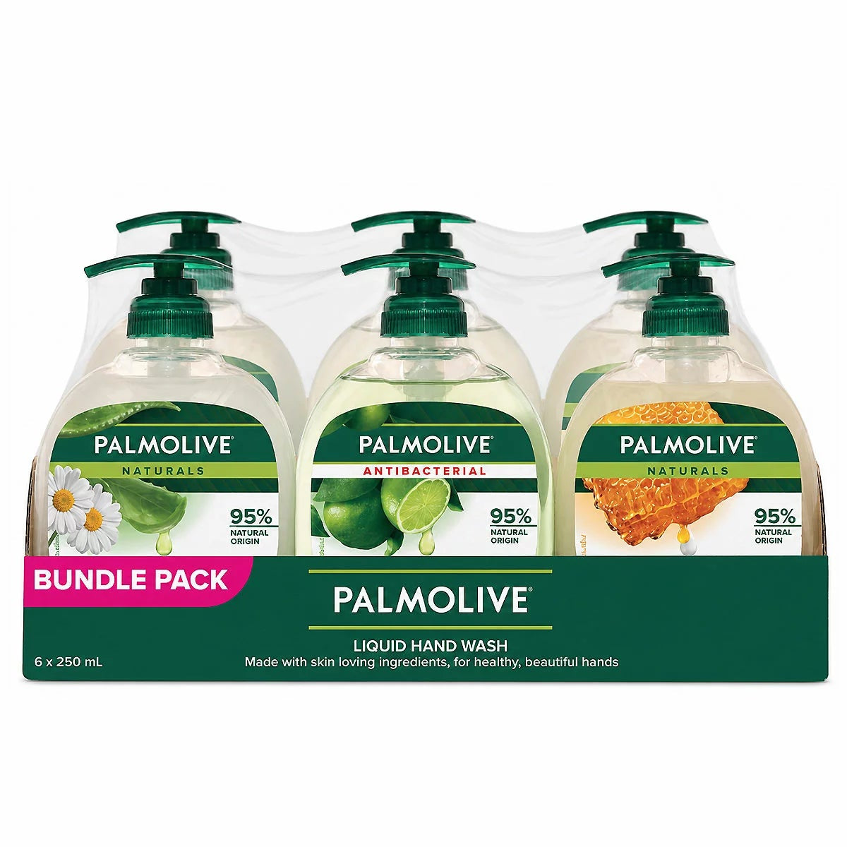 Palmolive Liquid Hand Wash 6 x 250ml Pump Pack Antibacterial Hand Soap
