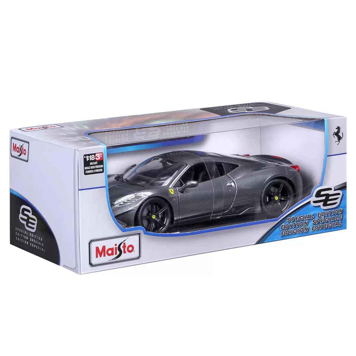 Maisto 1:18 Ferrari 458 Speciale Metallic Grey Detailed Die Cast Toy Diecast Car Free Shipping