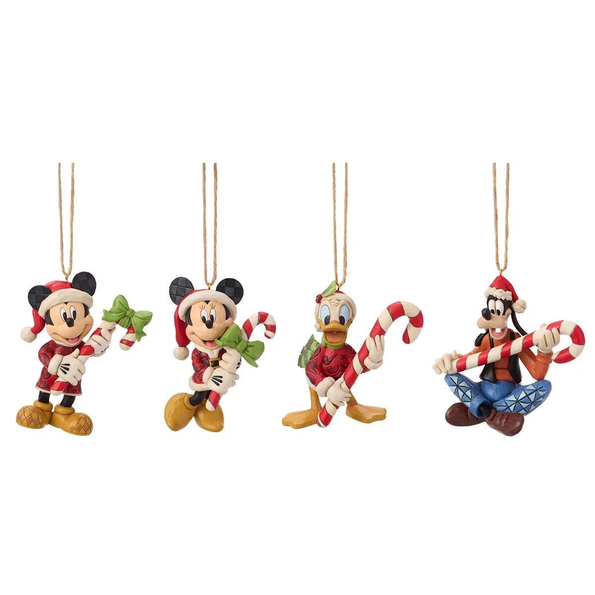 Jim Shore Mickey Friends 4 Piece Hand Painted Christmas Ornaments