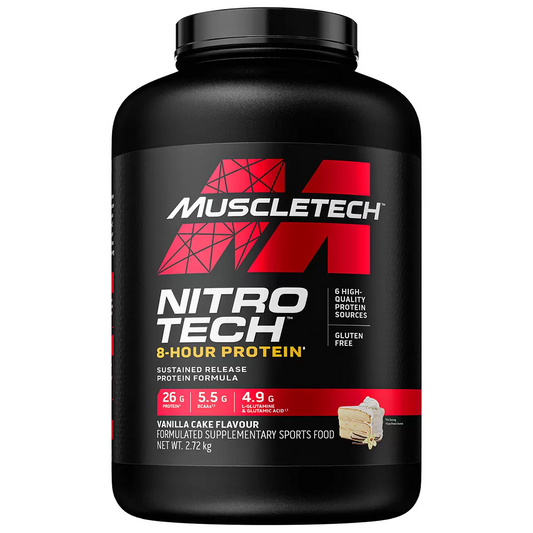 MuscleTech NitroTech 8 Hour Protein Vanilla Cake 2.72kg Protein Powder