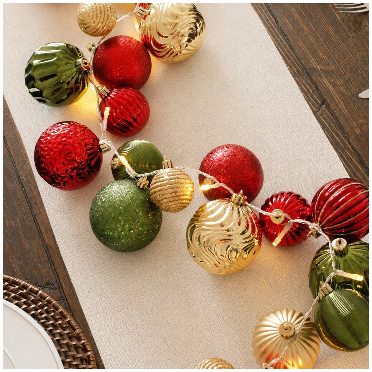 Multicoloured Christmas Garland PreLit LED Twinkle Lights Ornament Holiday Decoe