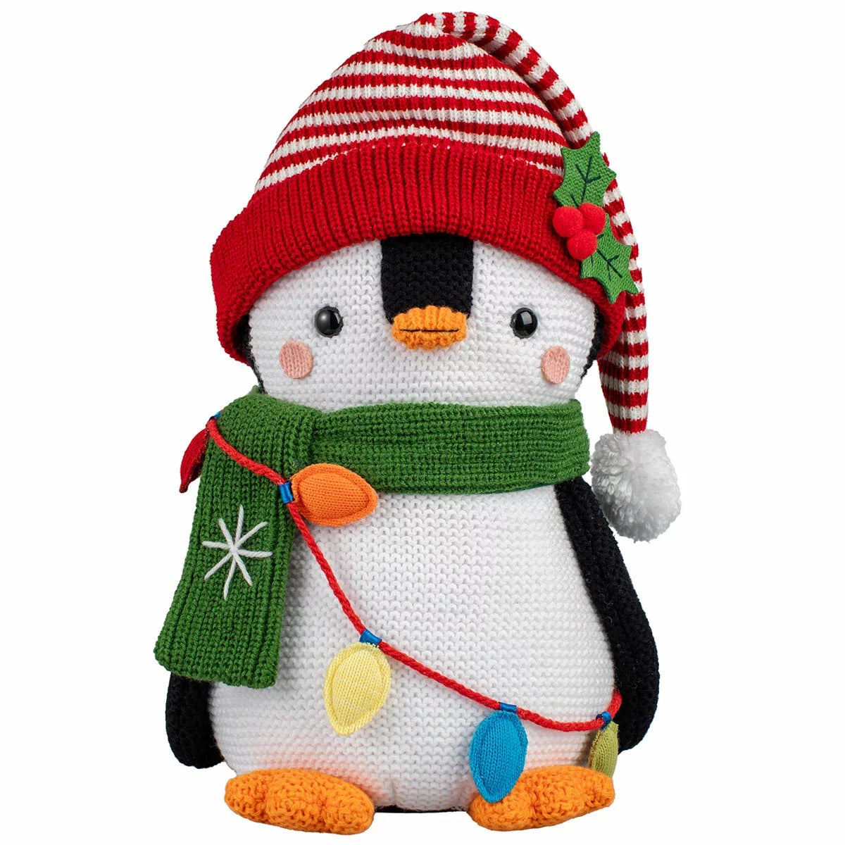 Christmas Decorations Knit Penguin & Tree Holiday Figurine Set 2 Piece 40.6cm