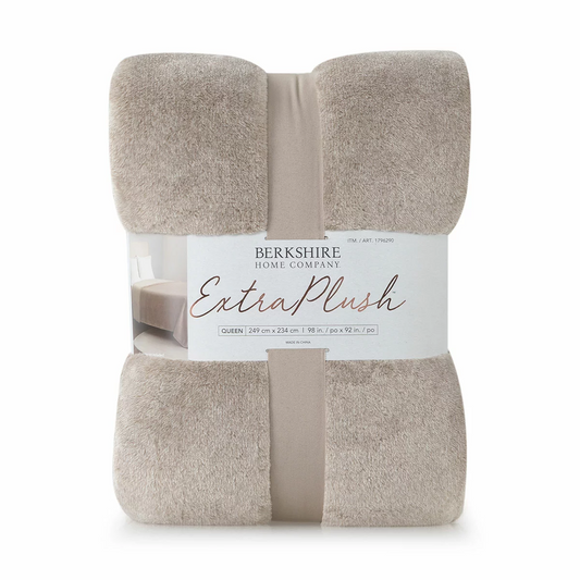 Berkshire Premium Plush Blanket Queen 234x249cm Linen Warm Soft Home Bedding
