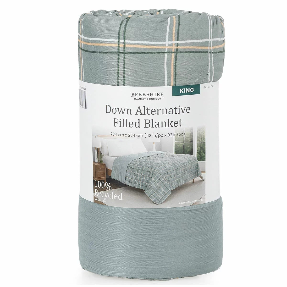 Down Alternative Filled Blanket King Plaid Soft Warm Bedding