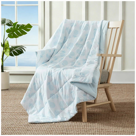 Tommy Bahama Cooling Throw Blanket Blue Reversible Lightweight 127x178cm