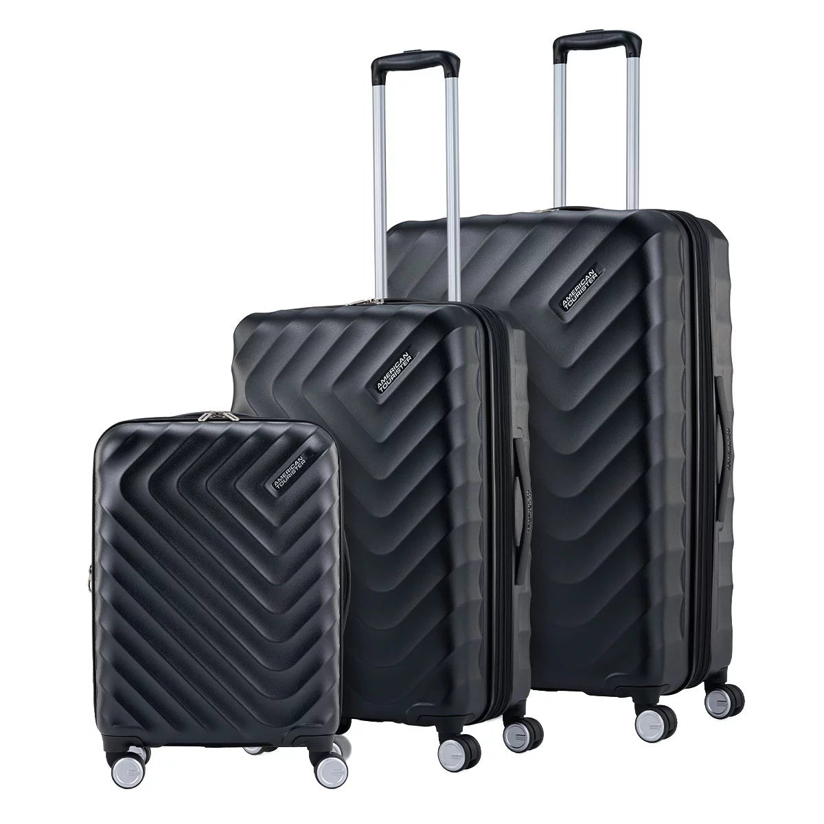American Tourister Concentrix 3 Piece Expandable Luggage Set Black Spinner