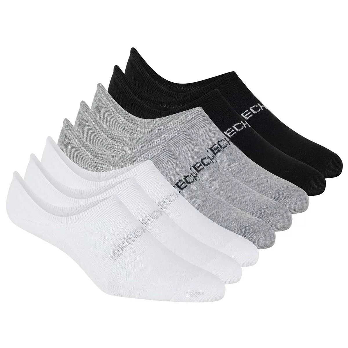 Skechers Womens No Show Socks 8 Pack White/Grey Low Cut Casual Socks