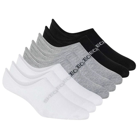 Skechers Womens No Show Socks 8 Pack White/Grey Low Cut Casual Socks