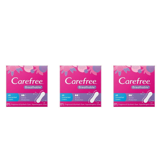 Carefree Breathable Unscented Liners 3 Pack x 48 Light Discharge Protection