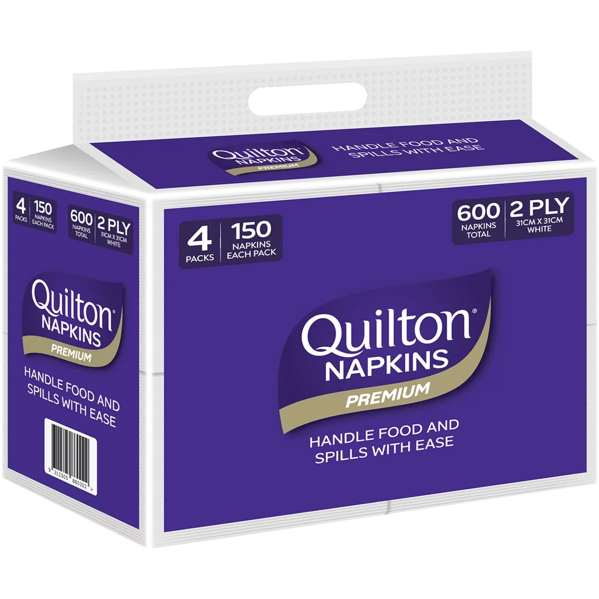 Quilton 2 Ply White Paper Napkins 2 Pack 1200 Serviettes Luncheon Tissues