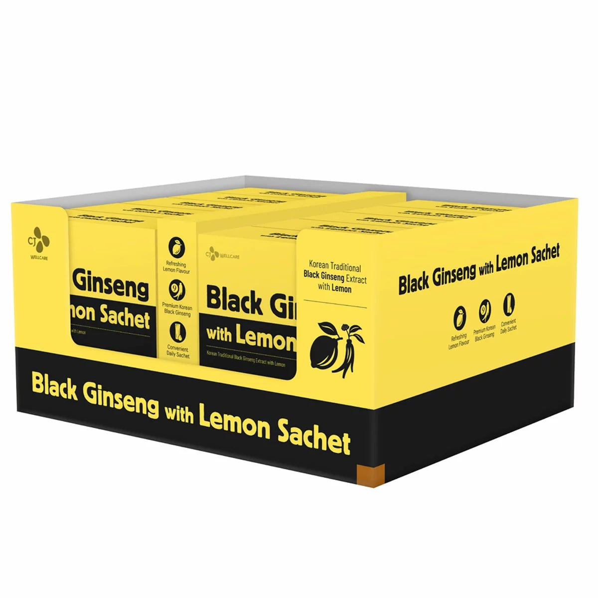 CJ Wellcare Black Ginseng Lemon Stick 50 x 10g Korean Ginseng SUBTITLE
