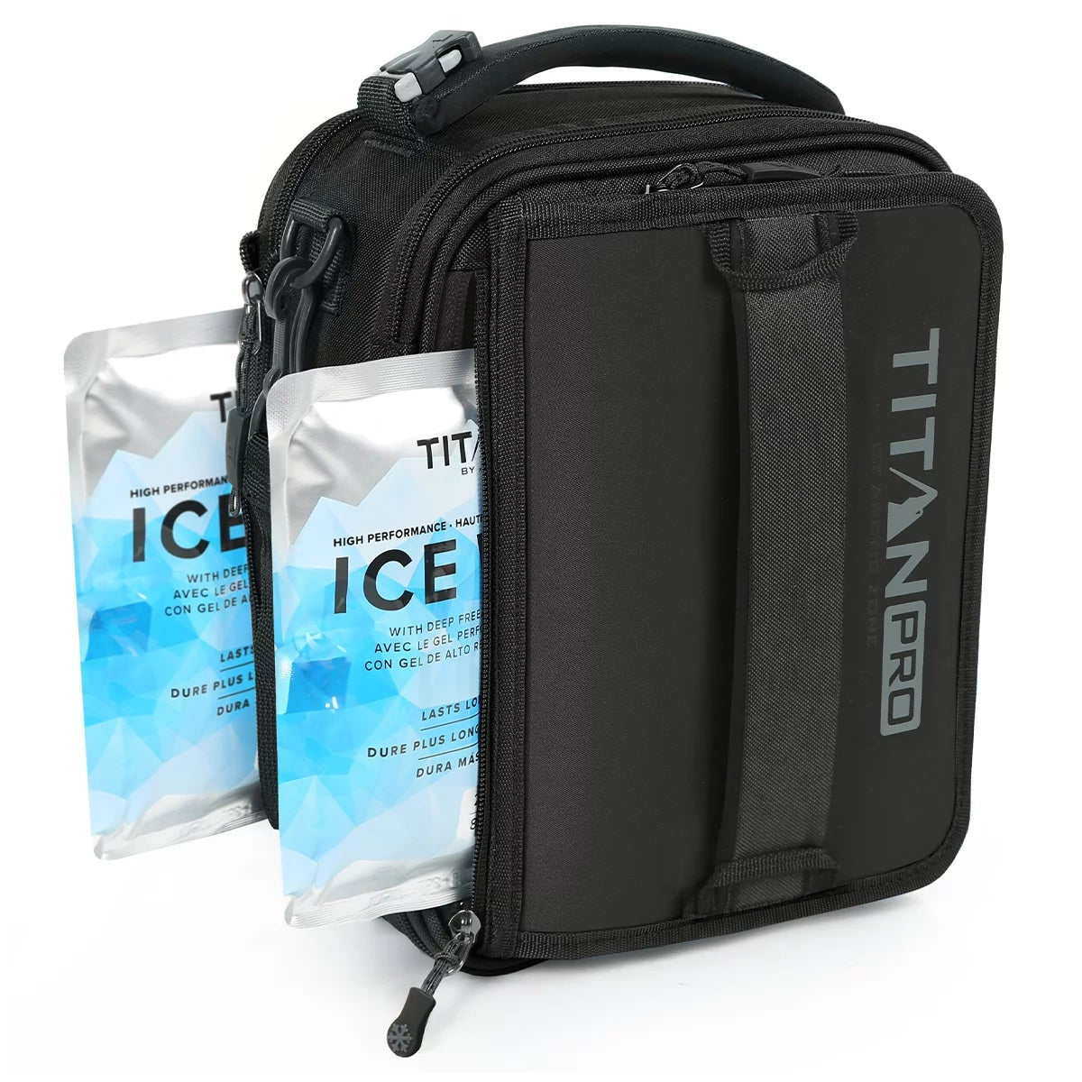 Titan PRO Expandable Insulated Lunch Bag Black 8L with 2 Ice Walls Bento Box