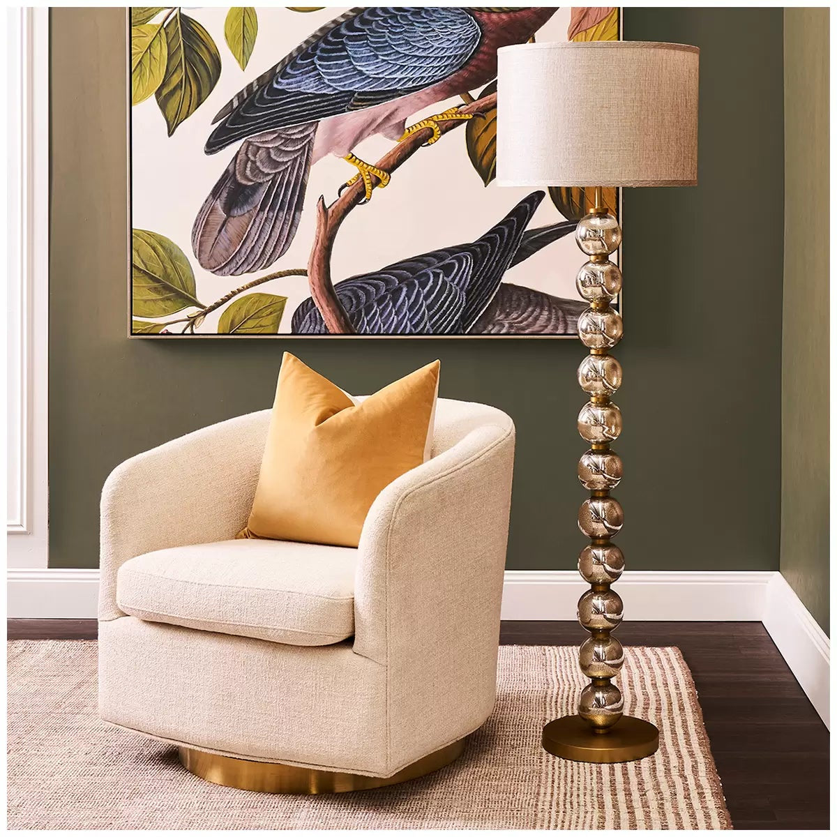 CAFE Lighting Evie Floor Lamp Brass Mercury Glass Gold Shade Art Deco