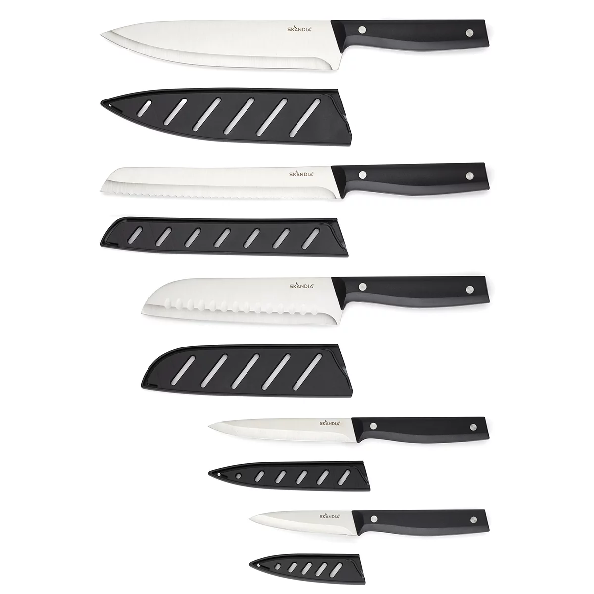 Hampton Forge Jasper 5pc Kitchen Knife Set Stainless Steel with Covers