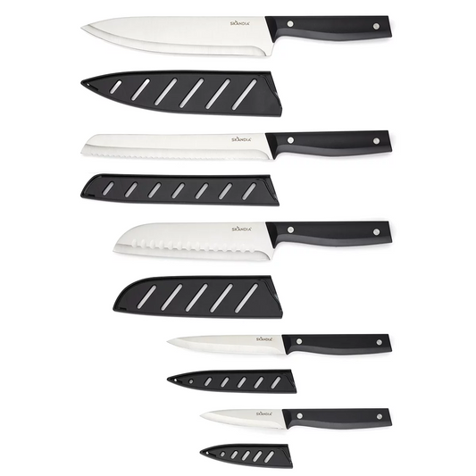 Hampton Forge Jasper 5pc Kitchen Knife Set Stainless Steel with Covers