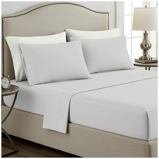 King Single Cotton Flannel Sheet Set 3 Piece Soft Warm Black White Stripe Check