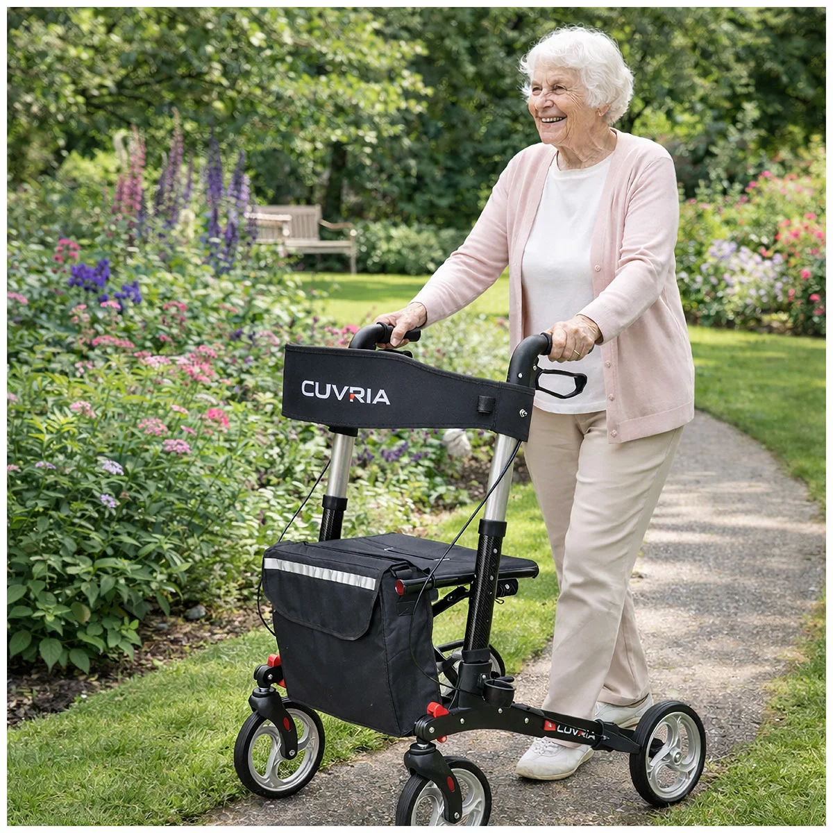 Cuvria Rollator Walker Lightweight Foldable Mobility Walker 136kg Capacity