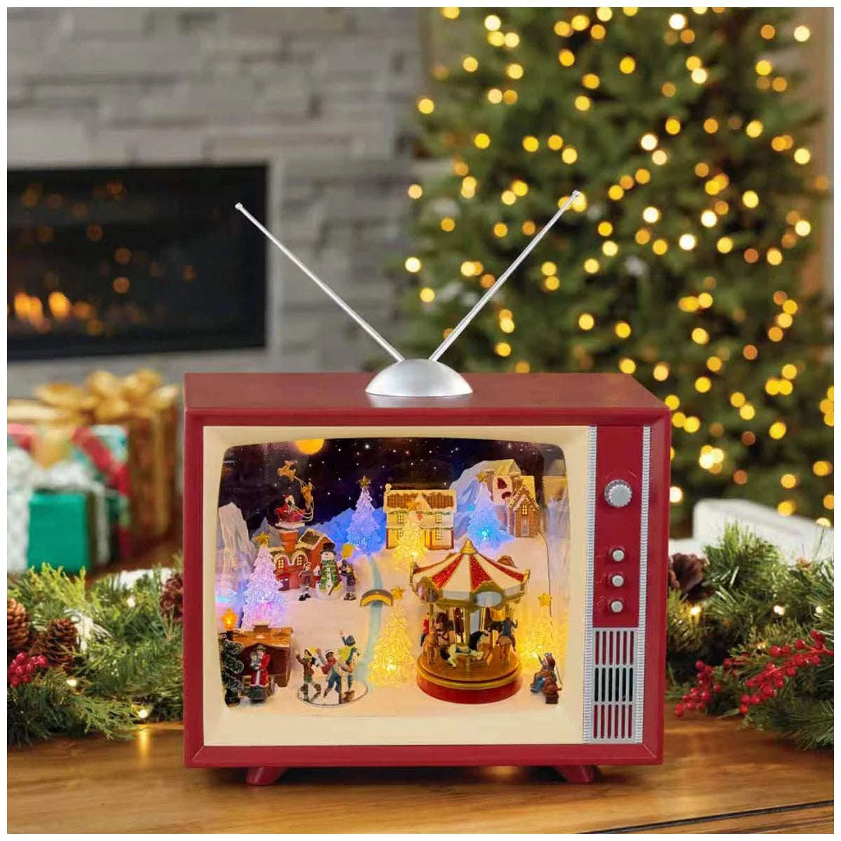 Animated Christmas Retro TV 45.7cm Musical Holiday Display with LED Lights