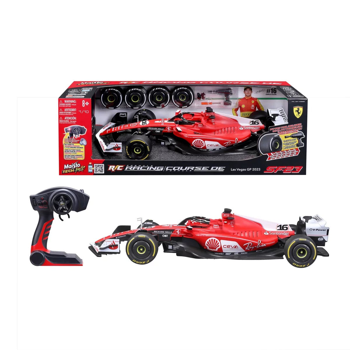 Maisto 1:10 Ferrari Charles Leclerc Formula 1 RC Car 2.4GHz USB Rechargeable
