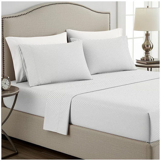 Boutique Living Queen Flannel Sheet Set 4 PC 100% Cotton Triangle Dot Bed Sheet