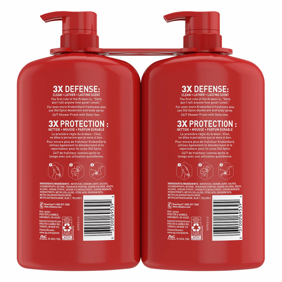 Old Spice Krakengard Body Wash Twin Pack Total 1974ml Refreshing Shower Gel