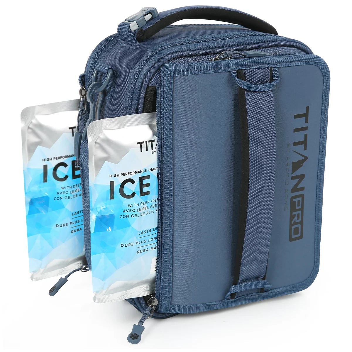 Titan PRO Expandable Insulated Lunch Bag Blue 8L with 2 Ice Walls Bento Box