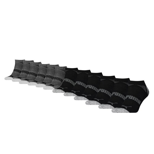 PUMA Mens No Show Socks Black Grey 12 Pairs Pack US 13-15