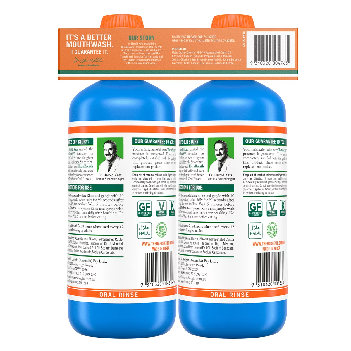 TheraBreath Fresh Breath Mouthwash Icy Mint 2 Litre Value Pack