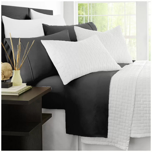 Ramesses 2000 Thread Count Bamboo Single Sheet Set Charcoal Soft Cooling