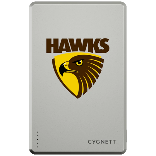 Cygnett 5K Slim Mag Power Bank Hawthorn Hawks Magnetic Wireless Charger