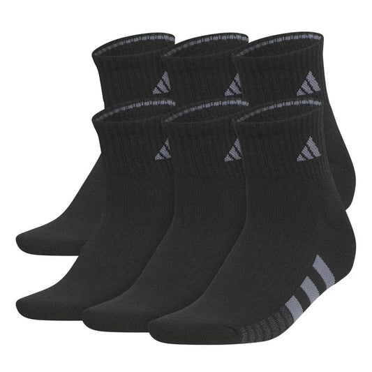 Adidas Womens Cushioned Crew Socks 6 Pair Pack Black Athletic Everyday Socks