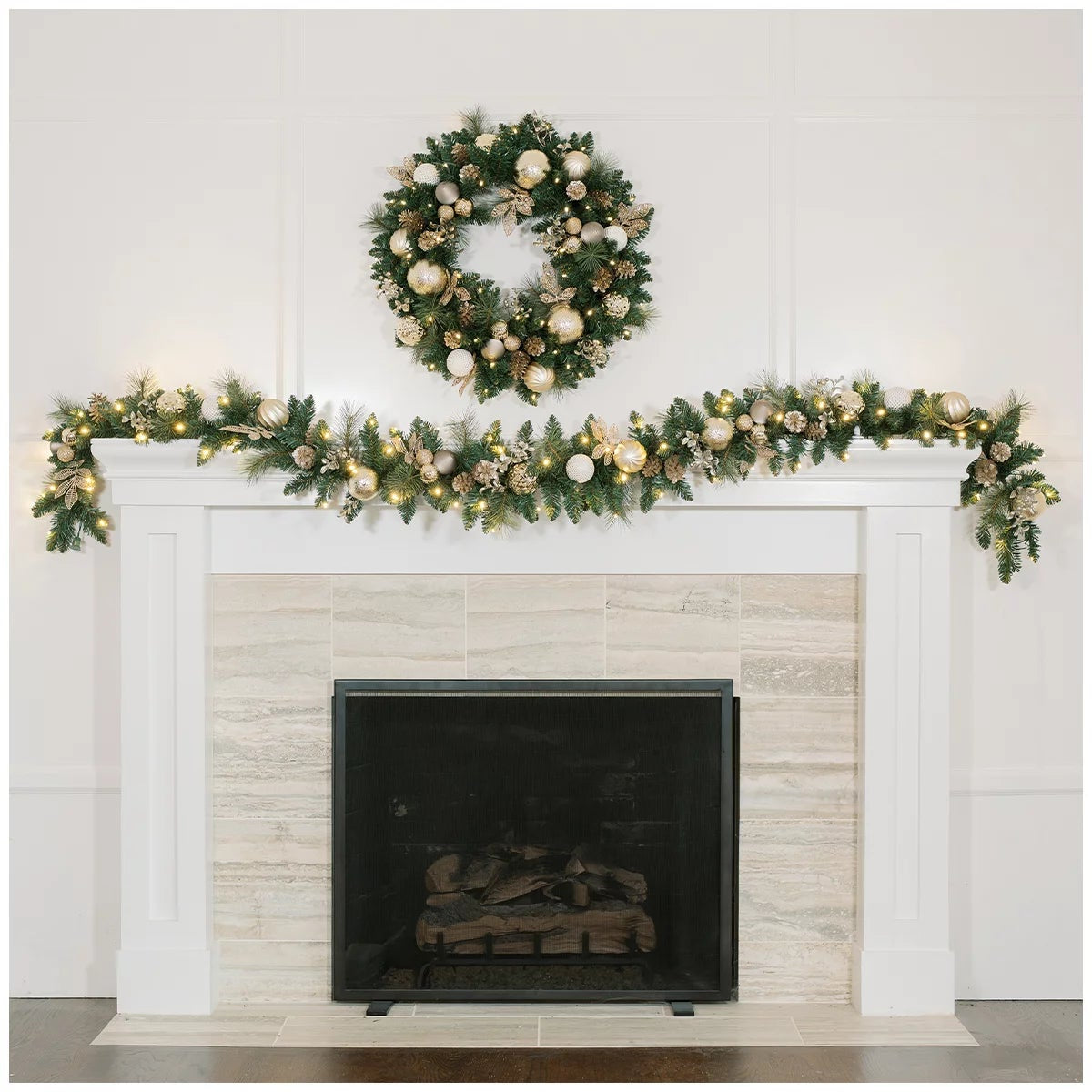 2.7M Pre-Lit Christmas Garland 90 LED Decorated Holiday Greenery