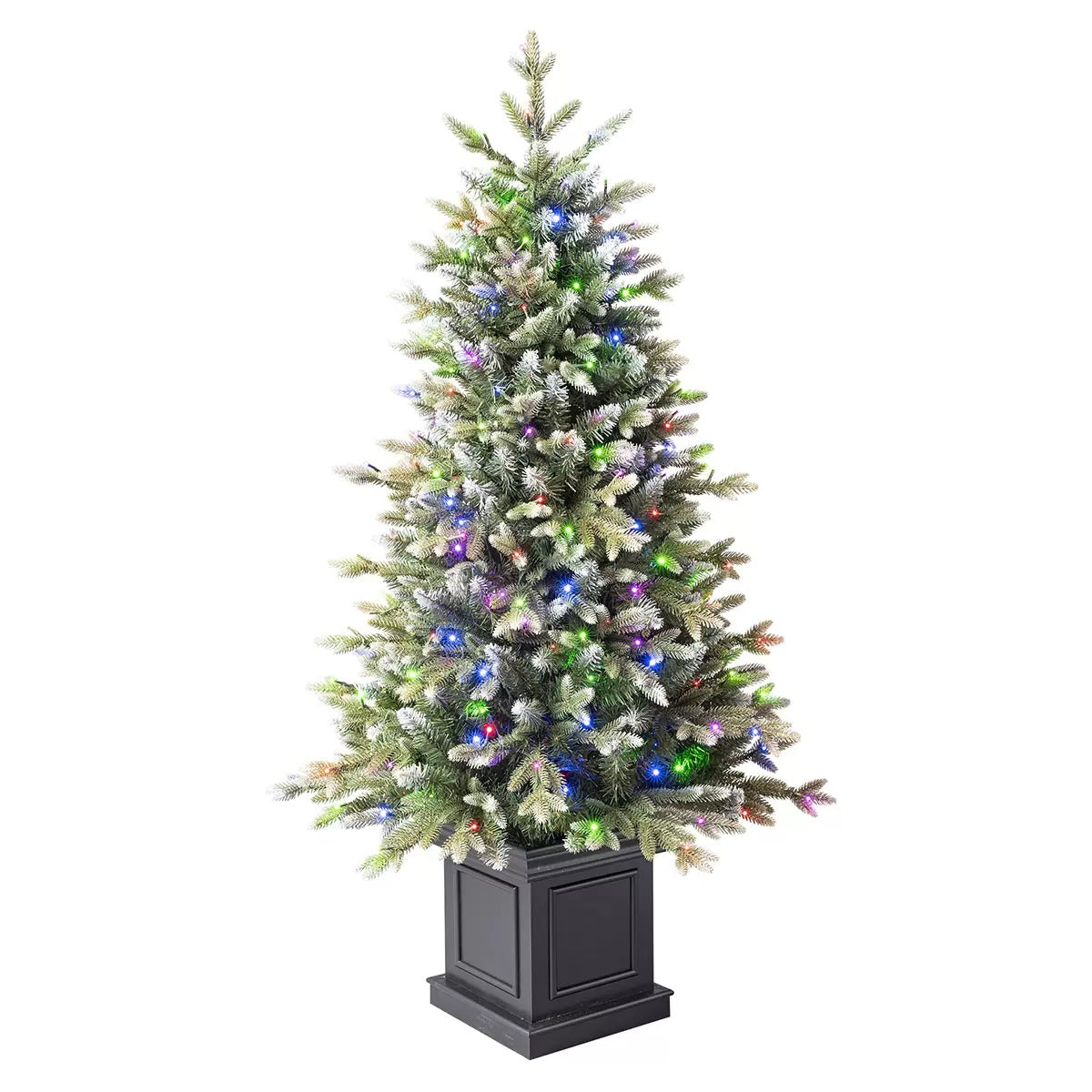 Pre-Lit Frosted Potted Christmas Tree 1.37m 200 LED Colour Changing