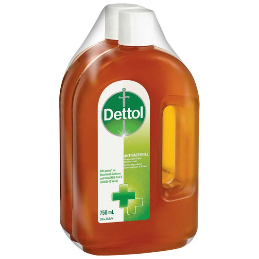 Dettol Household Grade Antibacterial Disinfectant Liquid Bottles 2 × 750mL Pack