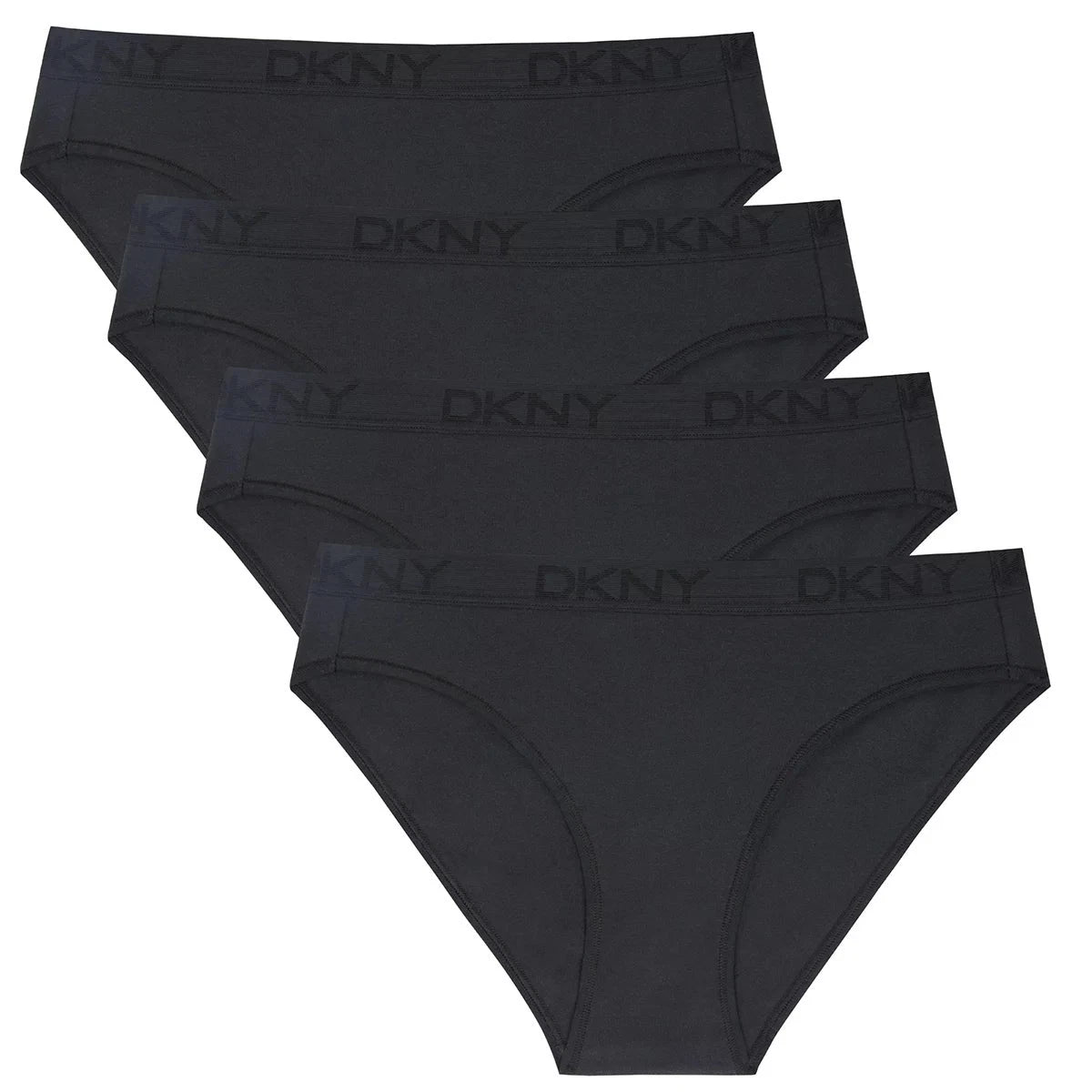 DKNY Women's Bikini Brief 4 Pack Black Small Cotton Stretch Underwear
