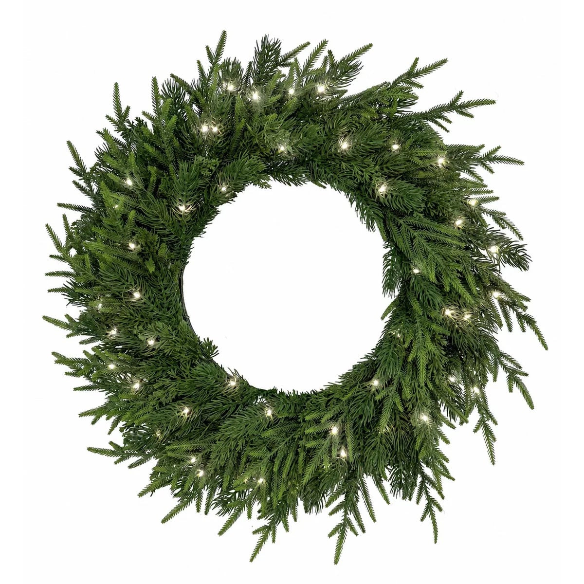 30 Inch Pre-Lit Norfolk Pine Christmas Wreath Battery LED Holiday Decor