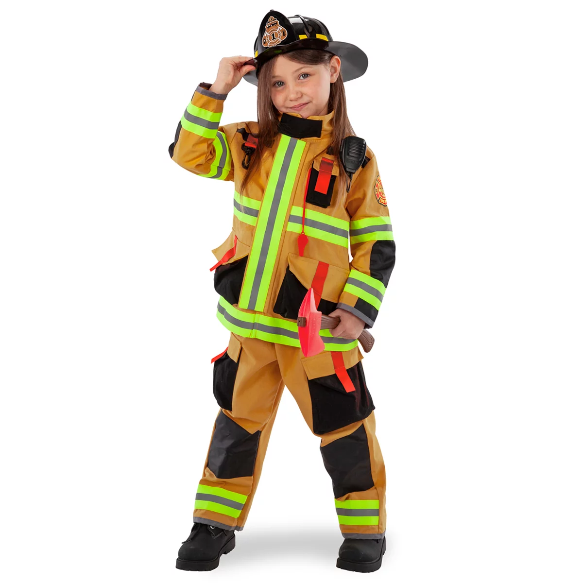 Teetot Firefighter Costume Kids 3/4 Yellow Dress Up Role Play Set