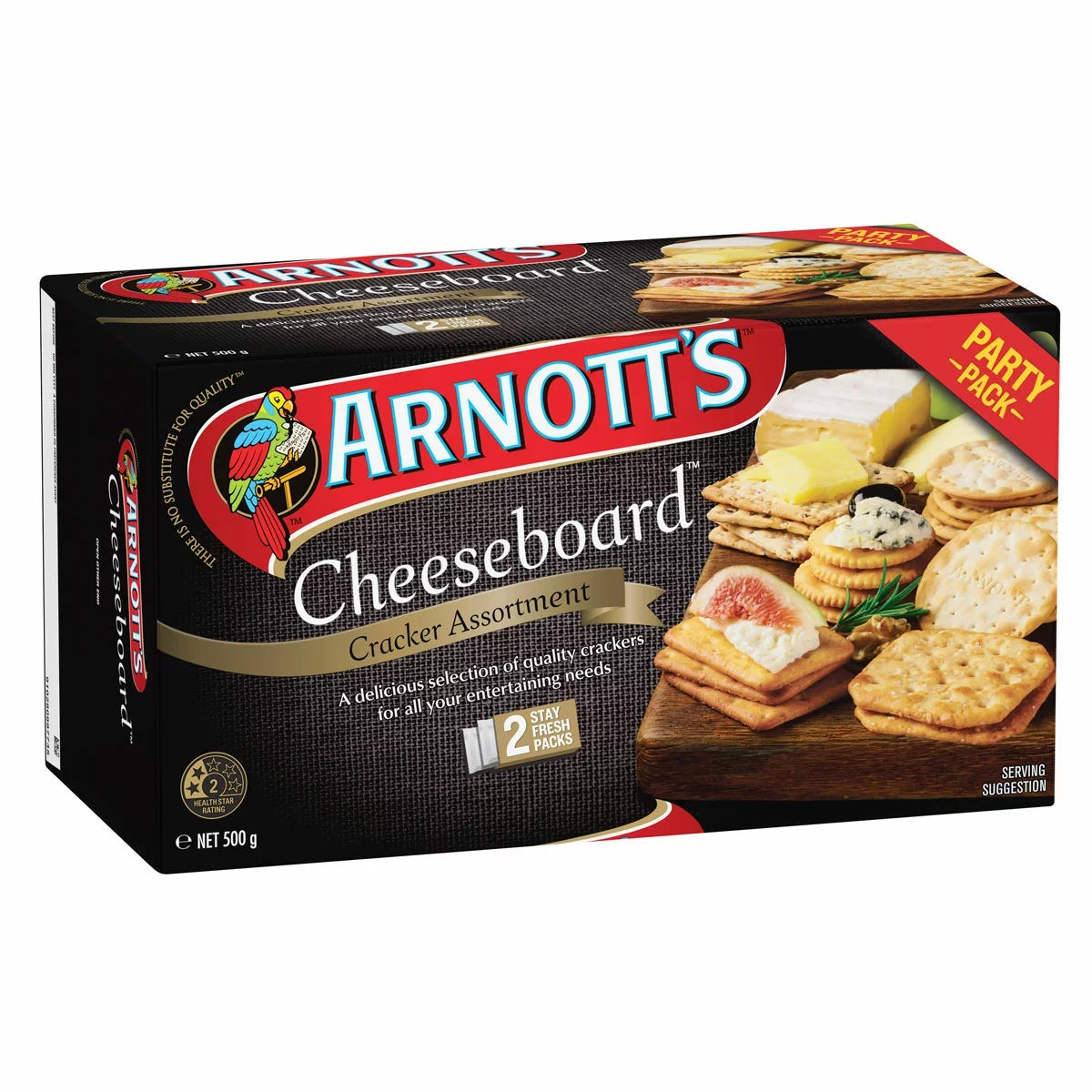 Arnott's Cheeseboard Crackers 500g x 2 Packs Savoury Biscuits for Cheese Platter