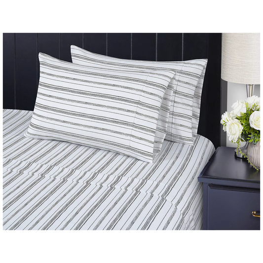 South Point Home Fashions Poly Flannel Sheet Set 6 Piece Queen Bohemian Stripe