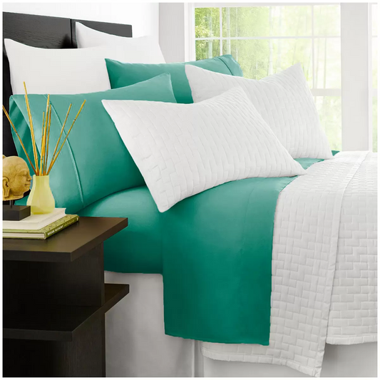 Ramesses 2000 Thread Count Bamboo Single Sheet Set Teal Soft Cooling