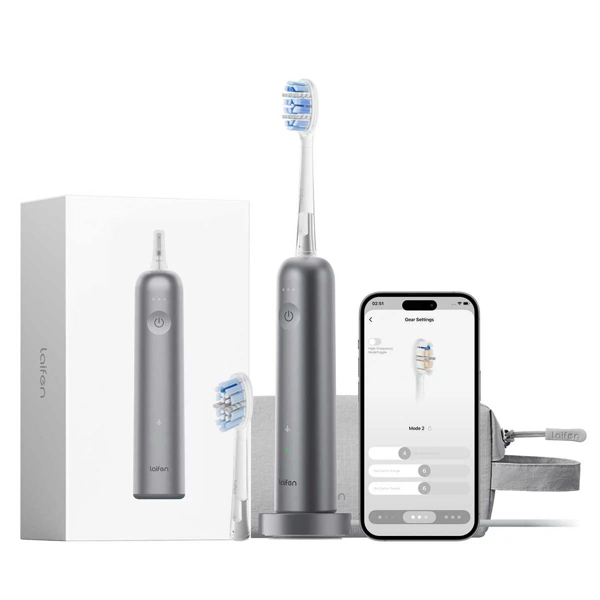 Laifen Wave Pro Electric Toothbrush Aluminium Space Grey 66000 Vibrations