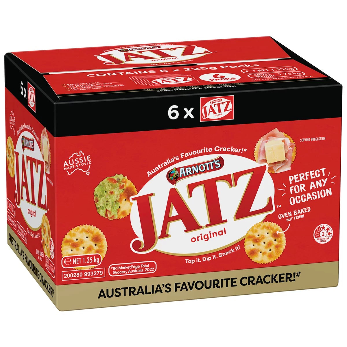 Arnott's Jatz Original Crackers 225g x 2 Packs Savoury Biscuits 450g