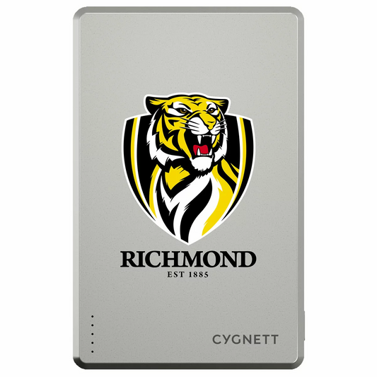 Cygnett 5K Slim Mag Magnetic Wireless Power Bank 5000mAh Richmond Tigers