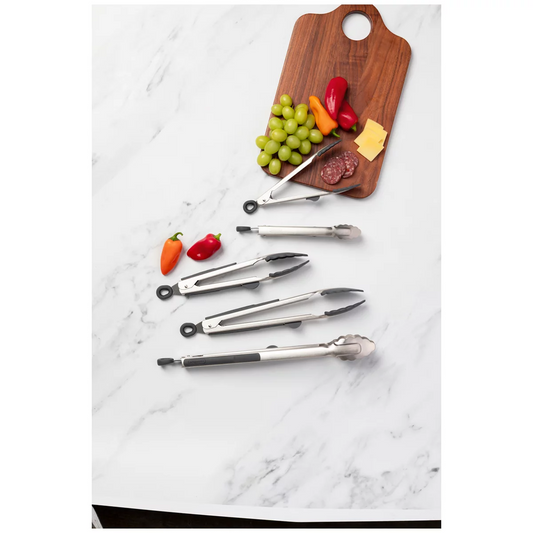 Prepworks Heads Up Cooking Tongs 5 Piece Set Stainless Steel Kitchen Tongs