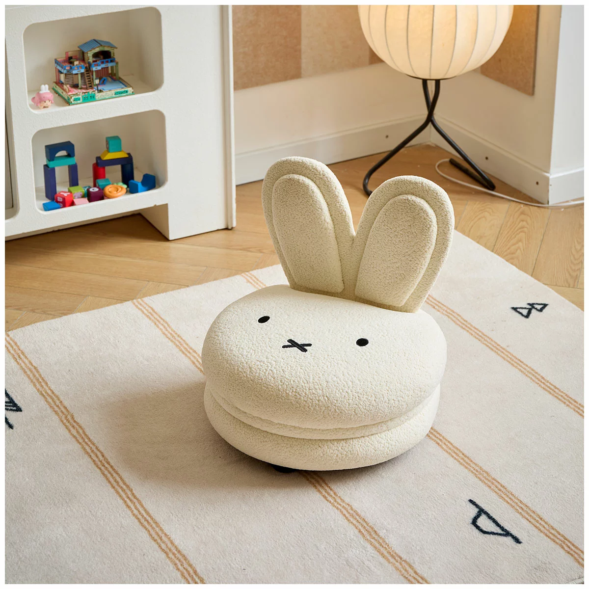 Aesthetik Kids Miffy Macaron Chair White Bouclé Kids Accent Chair Bunny Seat