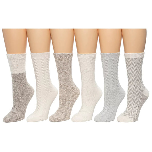 Bearpaw Womens Boot Socks 6 Pair Pack Light Colours Cozy Everyday Winter Socks