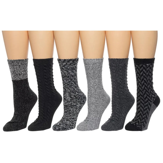 Bearpaw Womens Boot Socks 6 Pair Pack Dark Colours Cozy Everyday Winter Socks